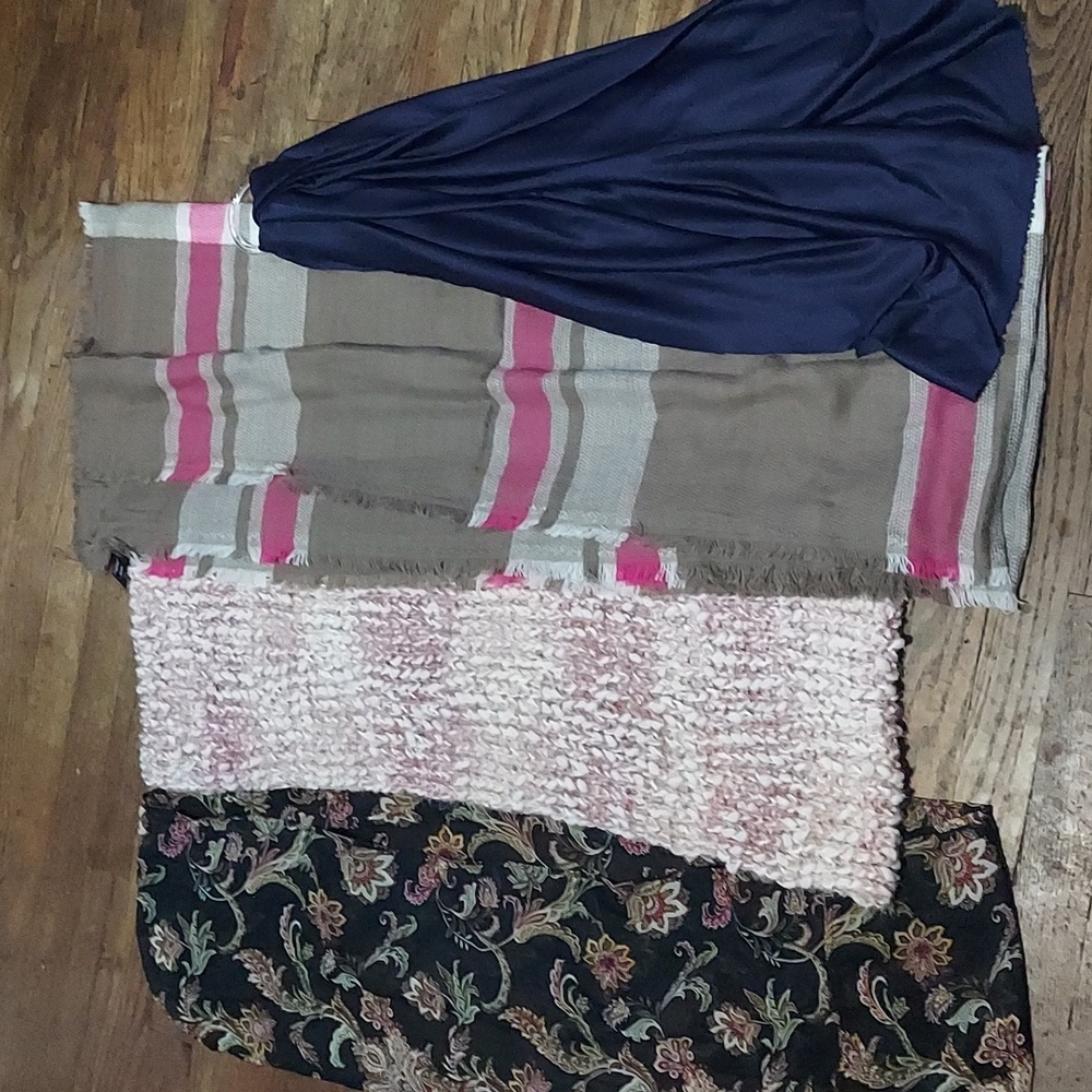 6 For $10 All Scarves For $5 Floral, Pink, Navy,  and Plaid Scarves Set - Picture 3 of 16